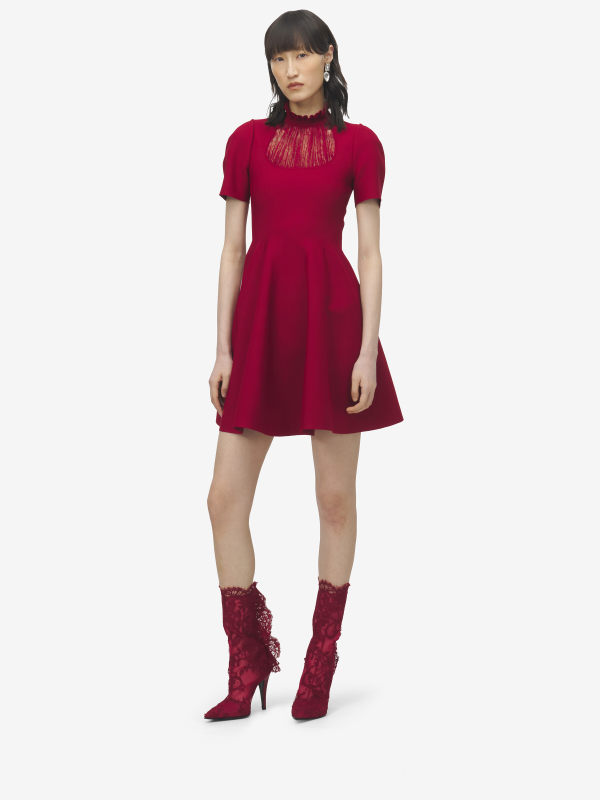 ALEXANDER MCQUEEN - Lace Panel Mini Dress - Item 848829Q1BE66191